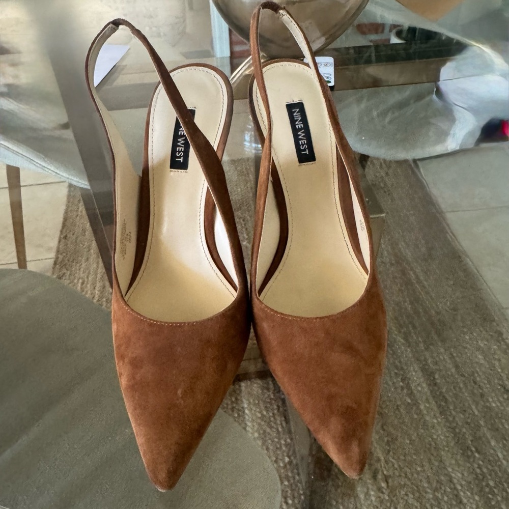 Nine West Brown Suede Slingback Heels